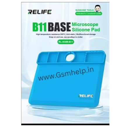 RELIFE RL-004M-B11 Black Color Base Microscope Silicone Pad High Temperature Resistance 500℃ Anti-static For Phone Motheboard Repair