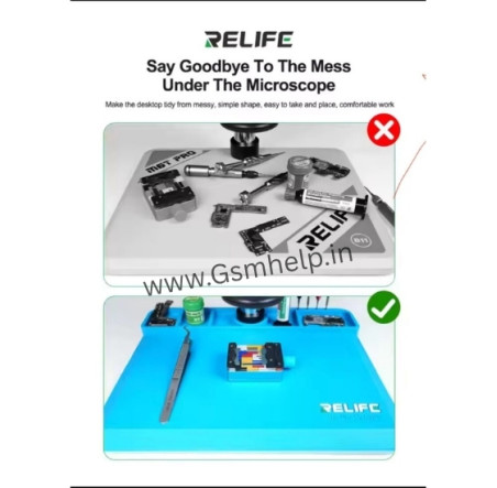 RELIFE RL-004M-B11 Black Color Base Microscope Silicone Pad High Temperature Resistance 500℃ Anti-static For Phone Motheboard Repair