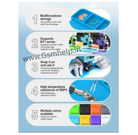RELIFE RL-004M-B11 Black Color Base Microscope Silicone Pad High Temperature Resistance 500℃ Anti-static For Phone Motheboard Repair