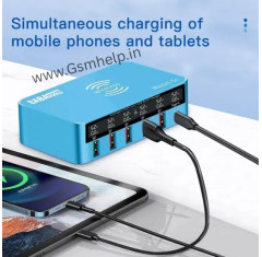 BabaTools Model 5C+ Plus Wireless Smart Led 3 Digit USB HUB Fast Charger With Type-C Support