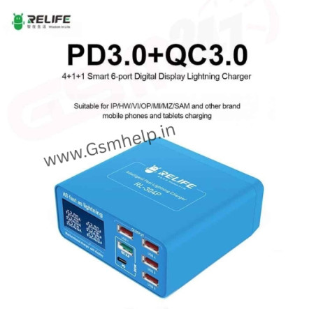 Relife RL304P Smart Digital Display 6 Port Charger