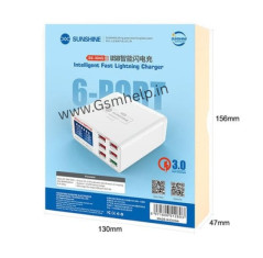 SUNSHINE SS-304Q 6 PORT USB SMART LIGHTNING CHARGER