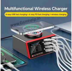 YCS S500 140W 8-Port Multi USB Charger with Display PD 100WQCLCD 15W Magnetic Wireless Charging Station for Phones Fast Charging Tools