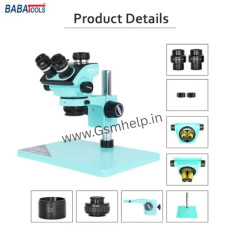 BABA AM101+ 3D Trinocular Stereo Microscope 0.7X-5.0X Continuous Zoom Microscope With 0.5X Lens
