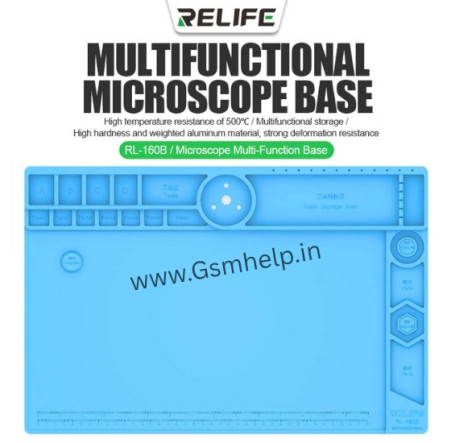 RELIFE RL-160B Microscope Base Maintenance Aluminum Alloy Platform Silicon Mat With Tool Storage Slot Repair Mat