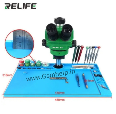 RELIFE RL-160B Microscope Base Maintenance Aluminum Alloy Platform Silicon Mat With Tool Storage Slot Repair Mat RELIFE RL-160B Microscope Base Maintenance Aluminum Alloy Platform Silicon Mat With Tool Storage Slot Repair Mat