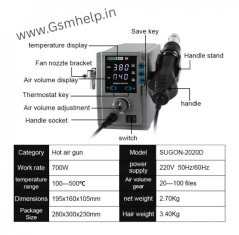 Sugon 2020D Hot Air Lead-Free SMD Rework Station - 2026 Version (700W)