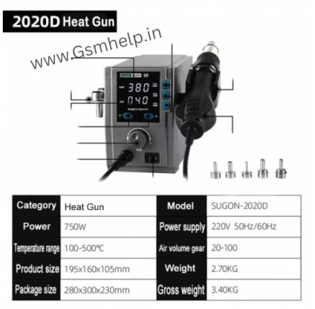 Sugon 2020D Hot Air Lead-Free SMD Rework Station - 2026 Version (700W)