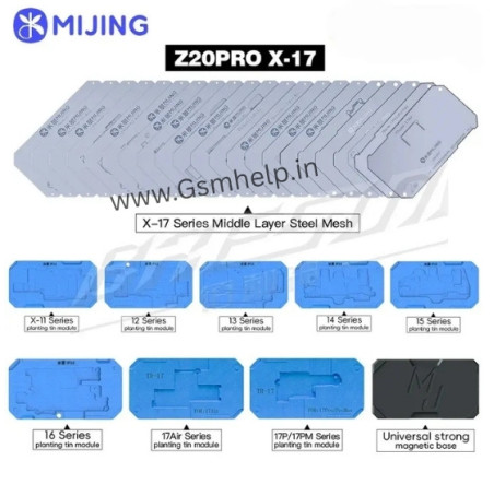 Mijing Z20 PRO iPhone X to 17 Pro Max Motherboard Middle Layer Stencil Kit