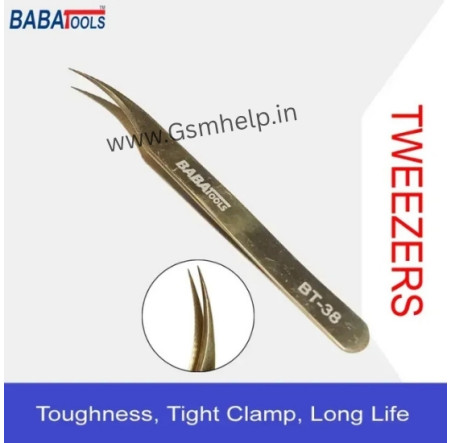 BABA BT-38 Precision Sharp Tweezer Stainless Steel Curve Tweezer