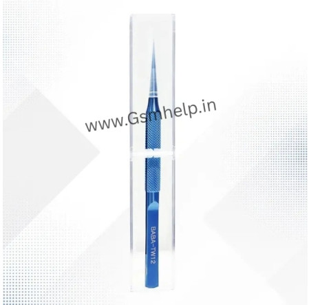 BABA TW-12 Superfine Straight Head Titanium Alloy 0.1mm Blue Tweezer