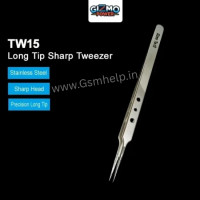 Gizmo TW15 Tweezer High Precision Long Tip Sharp Tweezer Stainless Steel Straight Tweezer 2Pcs/Set