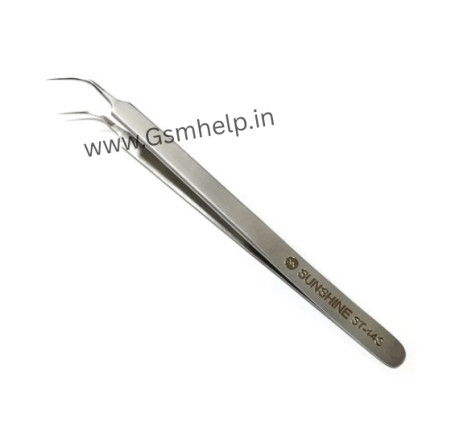 SUNSHINE ST-14S HIGH STRENGTH METAL PROFESSIONAL CURVED TIP TWEEZER